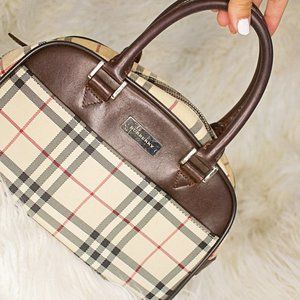 BURBERRY CANVAS AND LEATHER HANDBAG